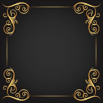 Vintage floral ornament border, Hand drawn decorative element, vector illustration of gold floral frame with white background, design template for page decoration cards, wedding, banner
