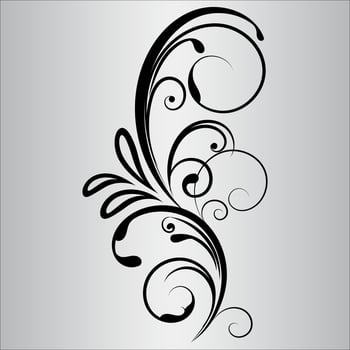 Vintage floral ornament, Hand drawn decorative element, vector illustration of floral element isolated on black background, design for page decoration cards, wedding, banner, frames