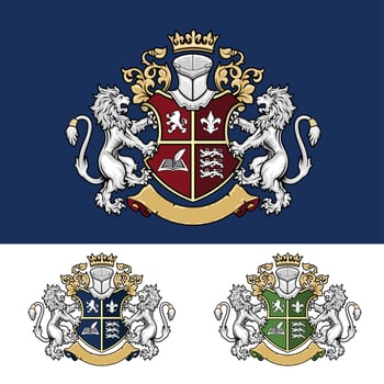 Luxury crest coat of arms lion logo design template vector