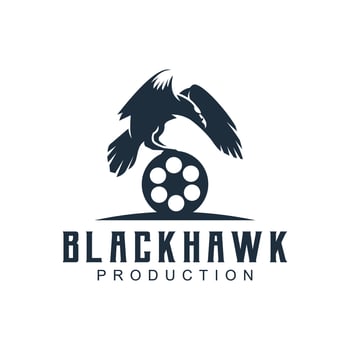 black hawk with Film Equipments. Good logo design for Movie Maker vector