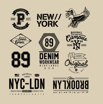 collection of logo and emblem typography design vector
