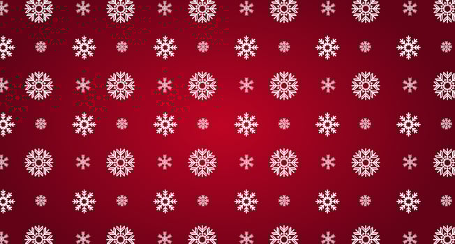Red Christmas background with pine leaves, dwarfs, bells and stars on a red scene. vector