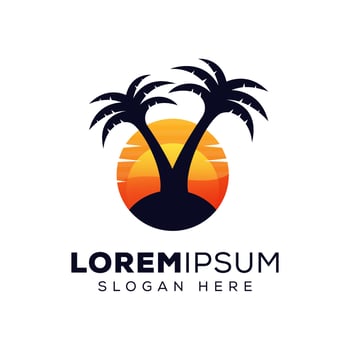 palm tree logo, beach palm summer logo design vector template