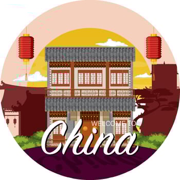 Chinese architecture iconic house building logo vector