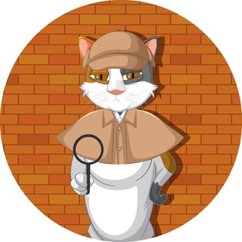 Detective wearing brown overcoat on white background vector
