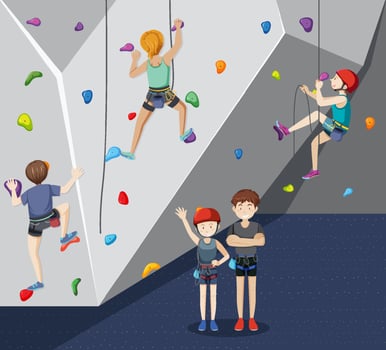 Indoor rock climbing gym vector