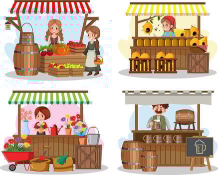 Flea market concept with food truck vector