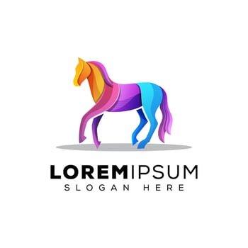 colorful sprint horse logo, run horse logo template vector