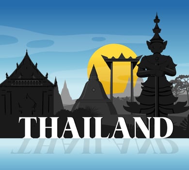 Thailand iconic tourism attraction background vector