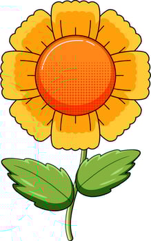 Orange flower with green leaves vector