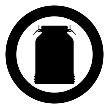 Milk can container icon black color illustration in circle round vector