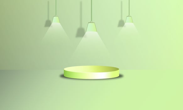 background 3d object ornament Islami lamp and star 3d podium 3d ramadan green color pastel vector design eps 10
