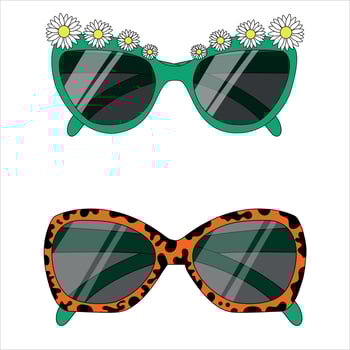 Modern fashion sunglasses in a plastic frame on a white background vector