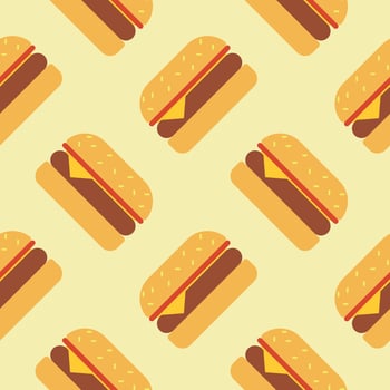 Burger Seamless Pattern Background Vector Design Isolated on Color Background