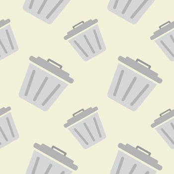Trash bin garbage icon seamless pattern background. Trash bucket vector illustration. Garbage basket symbol pattern.