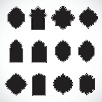 Set of Islamic Shape Illustration. Silhouette of Islamic Bagde. Good used for Islamic Design, Label, Sign, Sticker, etc. - EPS 10 Vector