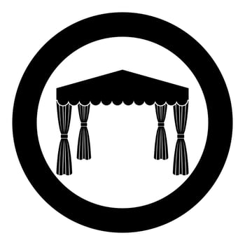 Canopy Pop up tent Commercial pavilion Awning for rest Marquee Chuppah icon in circle round black color vector illustration flat style image