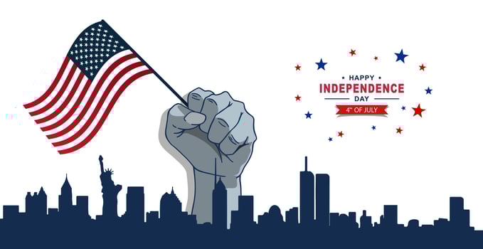 happy independence day 4th of July with American flag background vector