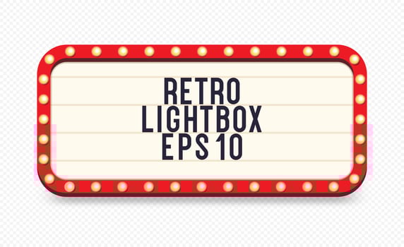 Retro lightbox template with lightbulb realistic style vector