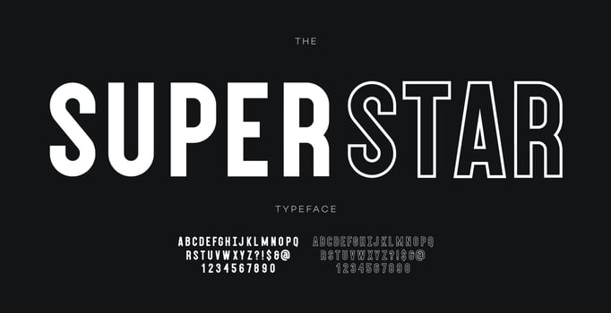 Vector font set trendy typography