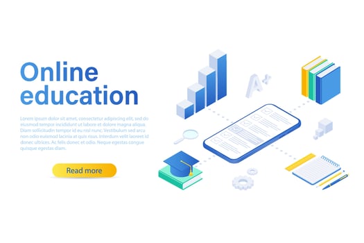 Isometric vector illustration of a mobile bank. Digital financial services and online shopping.