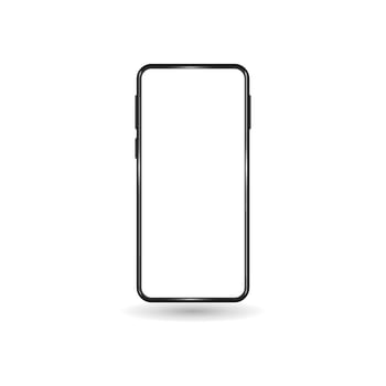 Realistic smartphone blank screen, phone mockup isolated on white background. Template for infographic or interface design ui presentation. vector