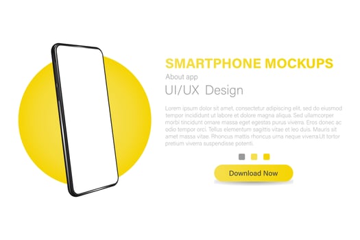 Smartphone with a blank screen in a rotated position. 3d isometric vector illustration of a cell phone. Smartphone in perspective.