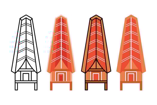 Tongkonan Traditional House in Flat Design Style vector