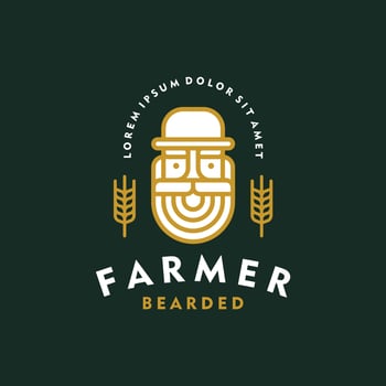 Beer label, beer logo. Old farmer bearded brewery emblem vintage style. vector
