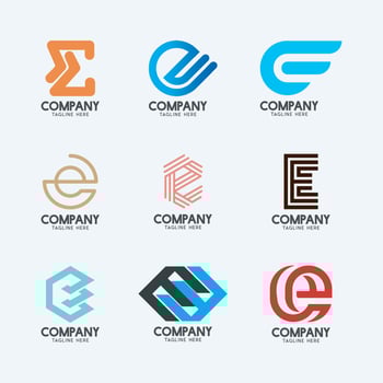 Creative Minimal Letter E logo design 2. Premium business logotype. vector