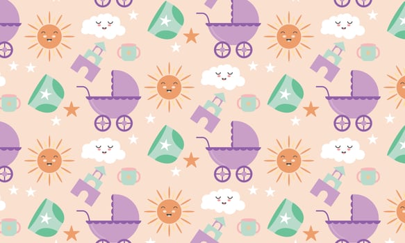 Baby shower pattern for baby room decoration with cute pictures vector