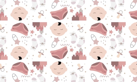 Baby shower pattern for baby room decoration with cute pictures vector