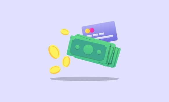 Money concept. money bag, coins stack and banknotes logo vector