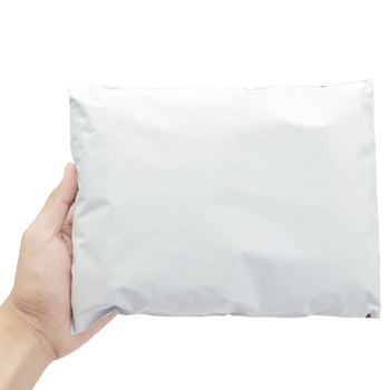 Hand holding plastic packaging bag cutout, Png file