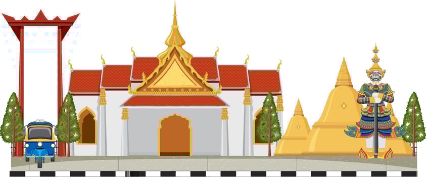 Thailand iconic tourism attraction background vector