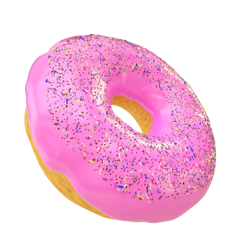 Pink cream donut with colorful sprinkles isolated png free