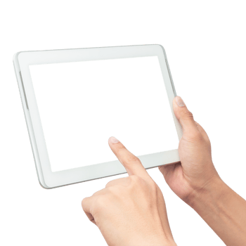 Hand using tablet computer mockup cutout, Png file