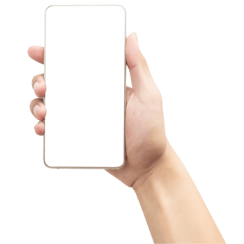 Hand holding phone mockup cutout, Png file