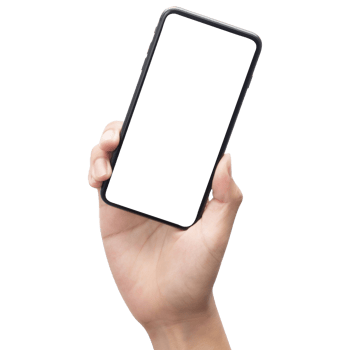 Hand holding phone mockup cutout, Png file