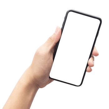 Hand holding phone mockup cutout, Png file