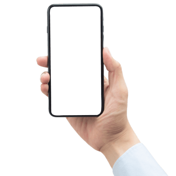 Hand holding phone mockup cutout, Png file