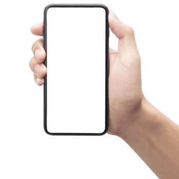 Hand holding phone mockup cutout, Png file