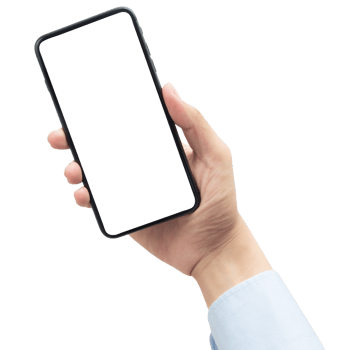 Hand holding phone mockup cutout, Png file