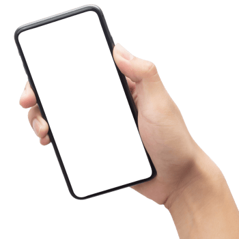 Hand holding phone mockup cutout, Png file