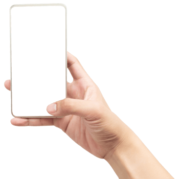 Hand holding phone mockup cutout, Png file