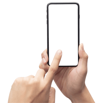 Hand holding phone mockup cutout, Png file
