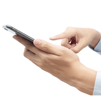 Hand holding phone mockup cutout, Png file