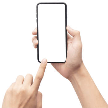 Hand holding phone mockup cutout, Png file