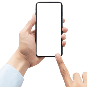 Hand holding phone mockup cutout, Png file