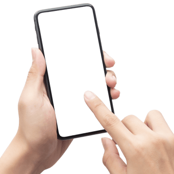 Hand holding phone mockup cutout, Png file